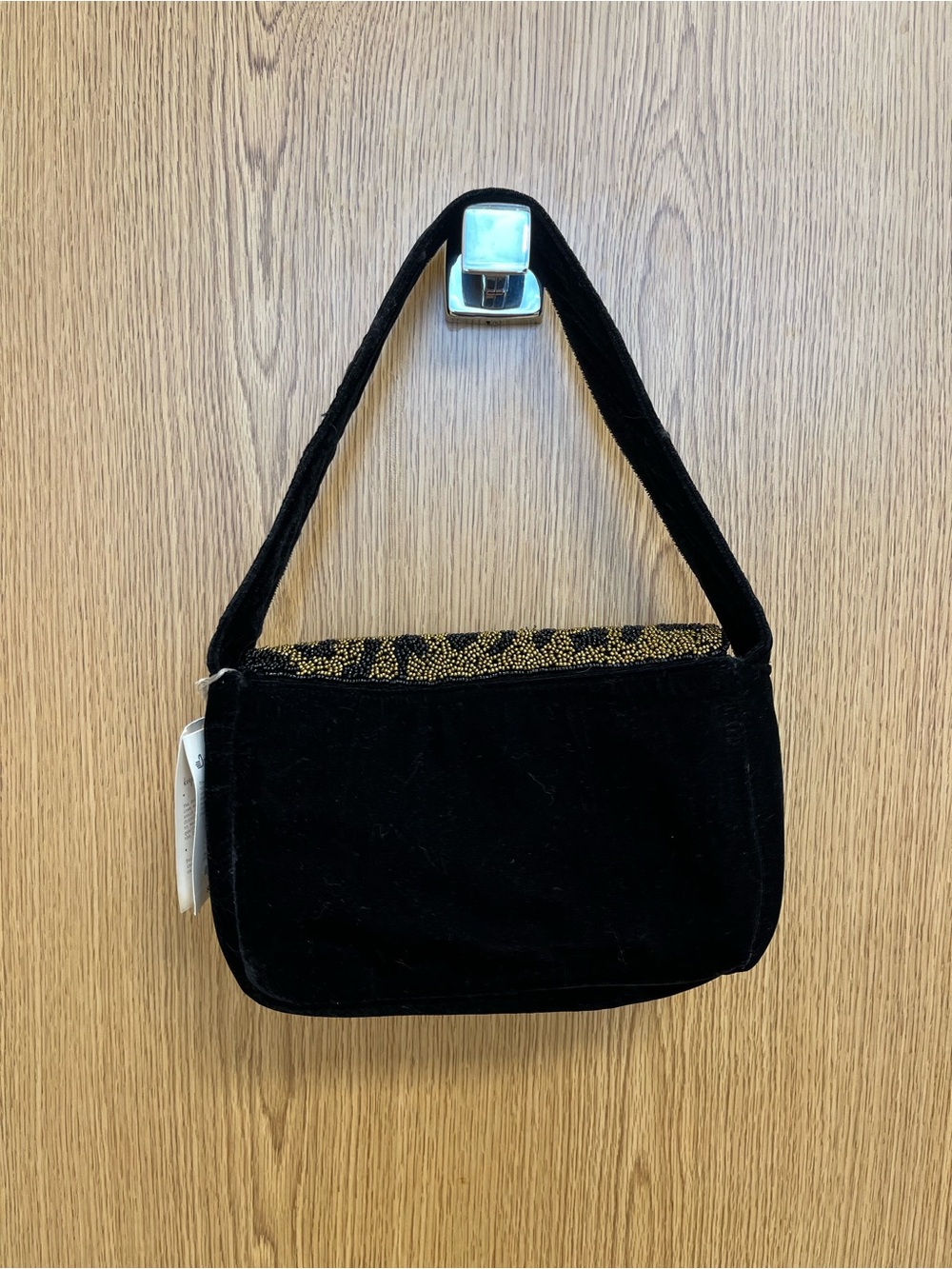 a new day Black and Gold Leopard Beaded Shoulder Bag - Picture 2 of 5